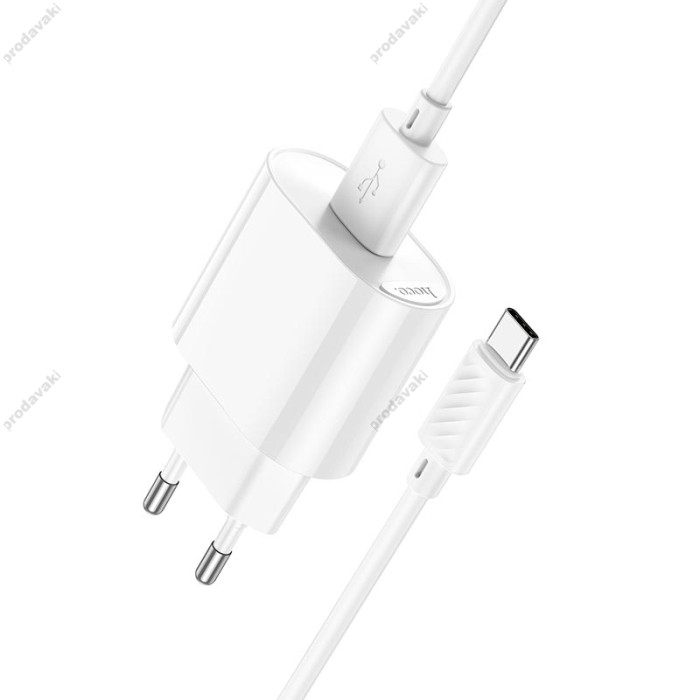 Мережевий зарядний пристрій Hoco C109A Fighter single port charger Type-C cable 10.5W White