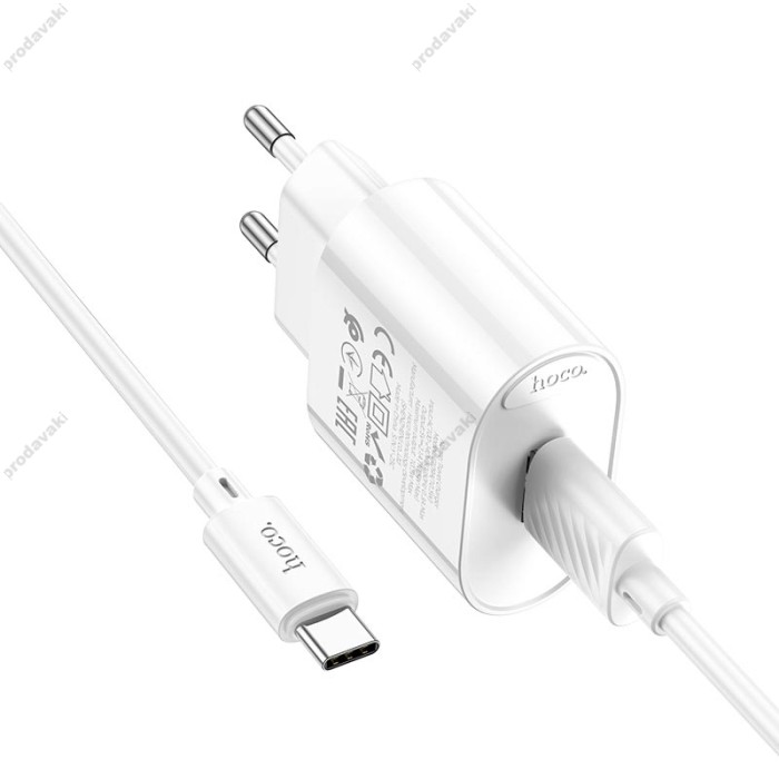 Мережевий зарядний пристрій Hoco C109A Fighter single port charger Type-C cable 10.5W White