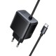 Мережевий зарядний пристрій HOCO C166A Surpass harger with built-in Type-C cable 65W Black
