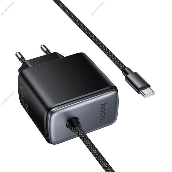 Мережевий зарядний пристрій HOCO C166A Surpass harger with built-in Type-C cable 65W Black