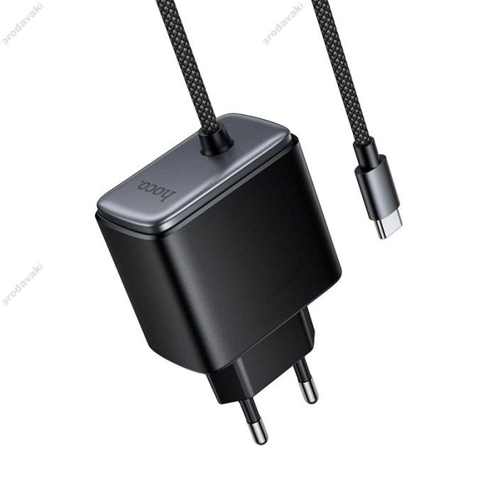 Мережевий зарядний пристрій HOCO C166A Surpass harger with built-in Type-C cable 65W Black