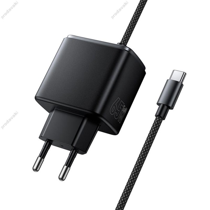 Мережевий зарядний пристрій HOCO C166A Surpass harger with built-in Type-C cable 65W Black
