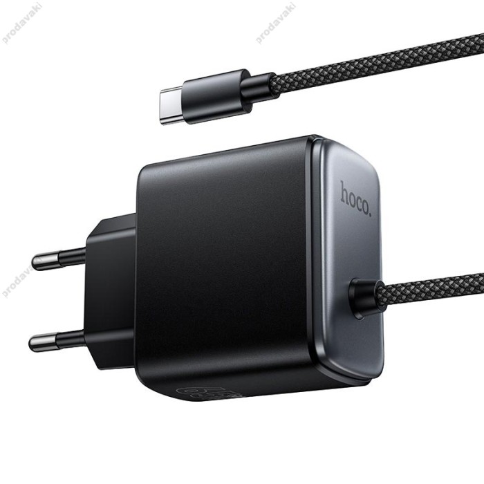 Мережевий зарядний пристрій HOCO C166A Surpass harger with built-in Type-C cable 65W Black