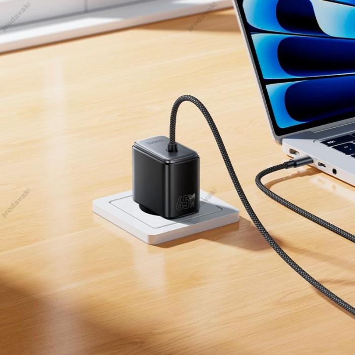 Мережевий зарядний пристрій HOCO C166A Surpass harger with built-in Type-C cable 65W Black