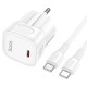 Мережевий зарядний пристрій HOCO C168A Surpass single port Type-C cable 40W White