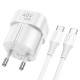 Мережевий зарядний пристрій HOCO C168A Surpass single port Type-C cable 40W White