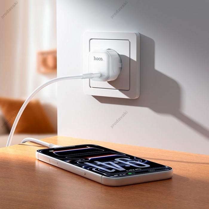 Мережевий зарядний пристрій HOCO C168A Surpass single port Type-C cable 40W White