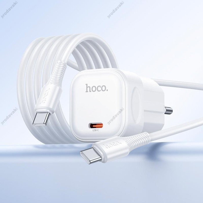 Мережевий зарядний пристрій HOCO C168A Surpass single port Type-C cable 40W White