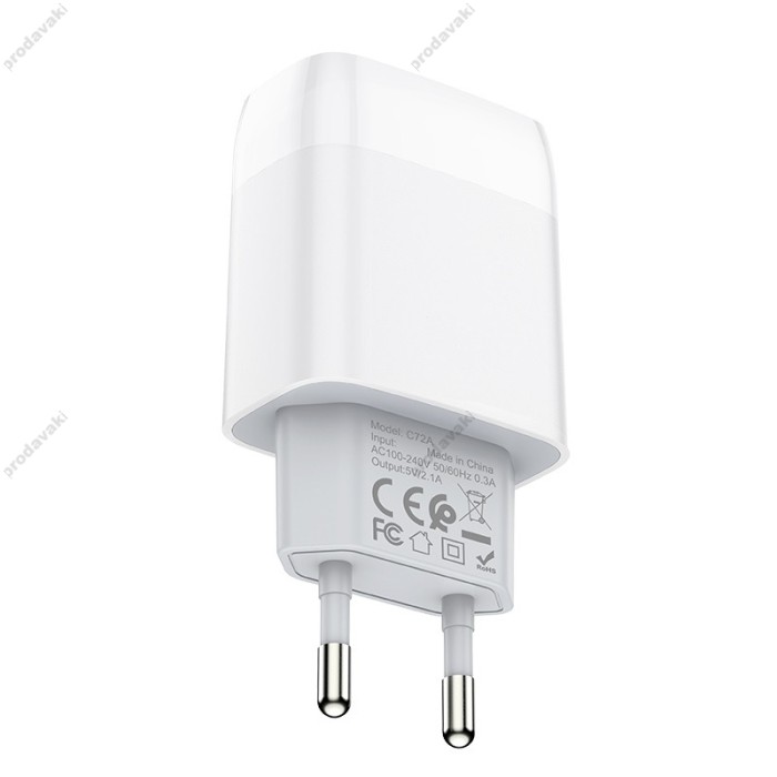 Мережевий зарядний пристрій HOCO C72A Glorious Single 10.5W White
