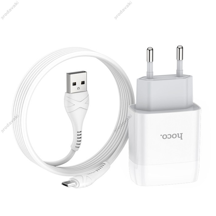 Мережевий зарядний пристрій HOCO C72A Glorious Single Micro USB cable 10.5W White
