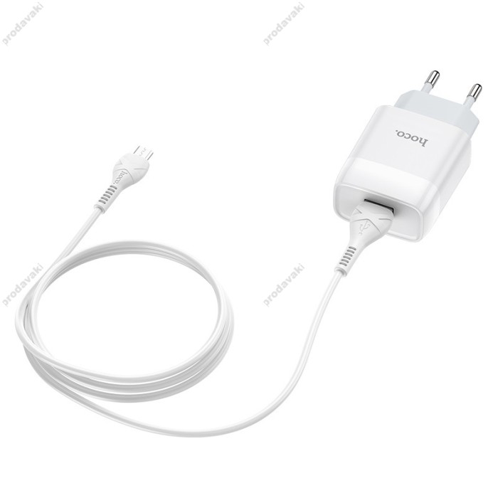 Мережевий зарядний пристрій HOCO C72A Glorious Single Micro USB cable 10.5W White