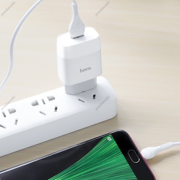 Мережевий зарядний пристрій HOCO C72A Glorious Single Micro USB cable 10.5W White