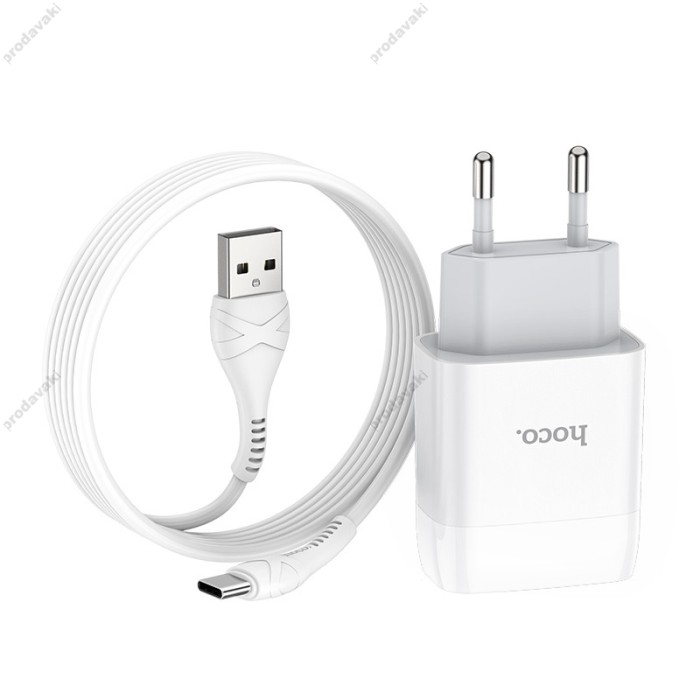 Мережевий зарядний пристрій HOCO C72A Glorious Single Type-C cable 10.5W White