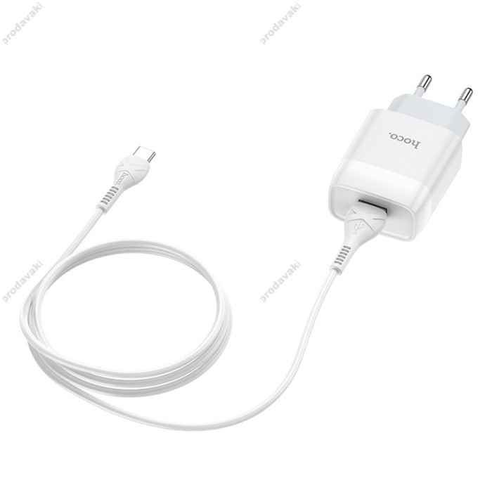 Мережевий зарядний пристрій HOCO C72A Glorious Single Type-C cable 10.5W White