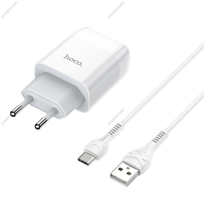 Мережевий зарядний пристрій HOCO C72A Glorious Single Type-C cable 10.5W White
