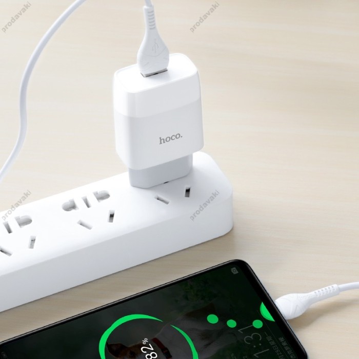 Мережевий зарядний пристрій HOCO C72A Glorious Single Type-C cable 10.5W White