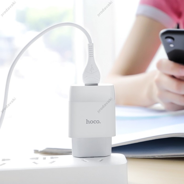 Мережевий зарядний пристрій HOCO C73A Glorious Lightning cable 12W White