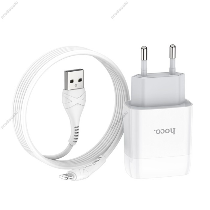 Мережевий зарядний пристрій HOCO C73A Glorious Lightning cable 12W White