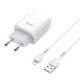 Мережевий зарядний пристрій HOCO C73A Glorious Lightning cable 12W White