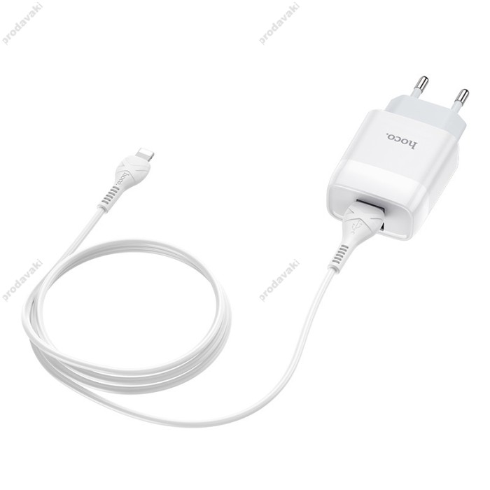 Мережевий зарядний пристрій HOCO C73A Glorious Lightning cable 12W White