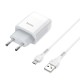 Мережевий зарядний пристрій HOCO C73A Glorious Micro USB cable 12W White