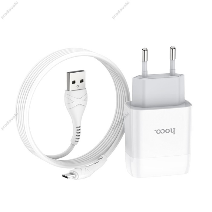 Мережевий зарядний пристрій HOCO C73A Glorious Micro USB cable 12W White