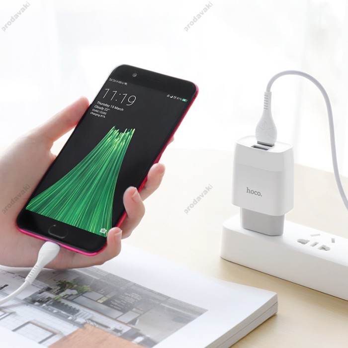 Мережевий зарядний пристрій HOCO C73A Glorious Micro USB cable 12W White