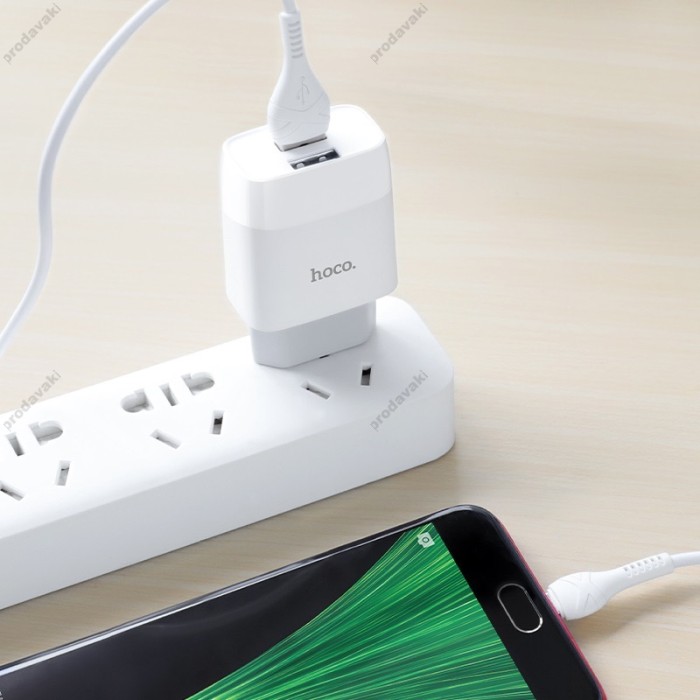 Мережевий зарядний пристрій HOCO C73A Glorious Micro USB cable 12W White