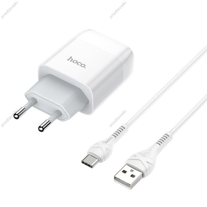 Мережевий зарядний пристрій HOCO C73A Glorious Type-C cable 12W White