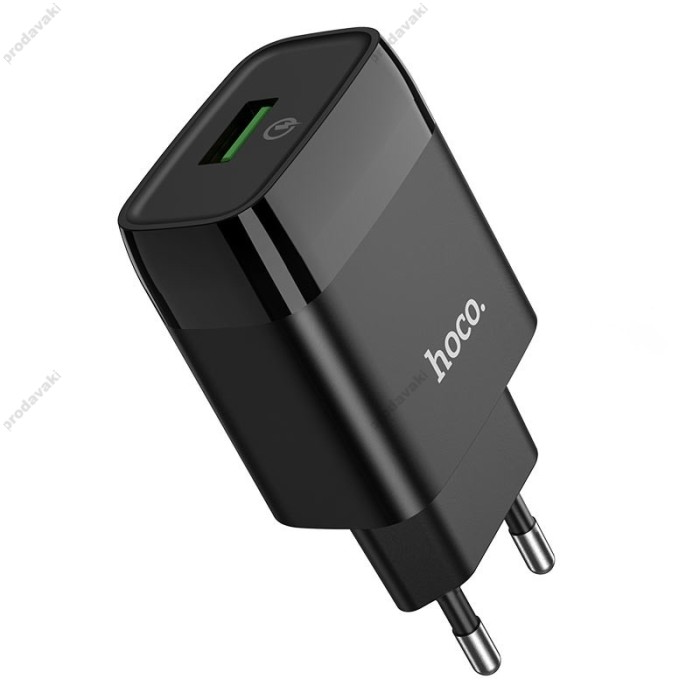 Мережевий зарядний пристрій HOCO C72Q Glorious single port charger Micro USB cable 18W Black
