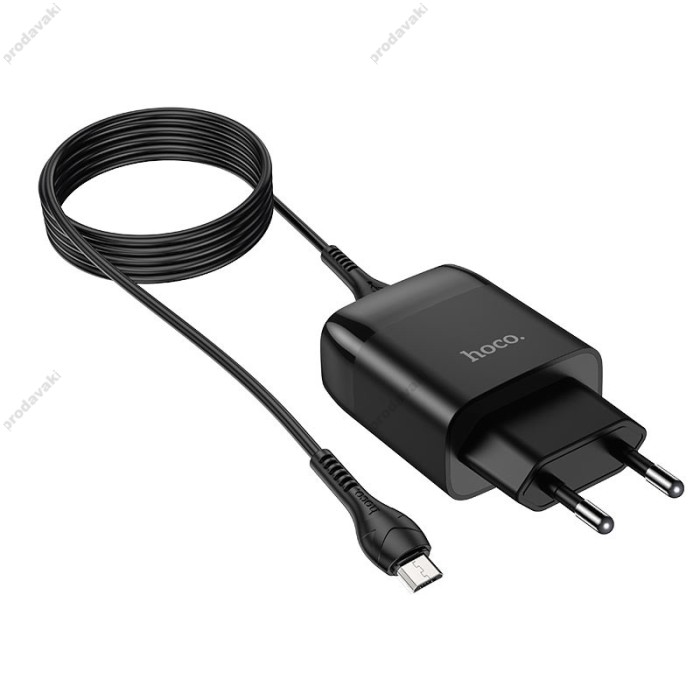 Мережевий зарядний пристрій HOCO C72Q Glorious single port charger Micro USB cable 18W Black