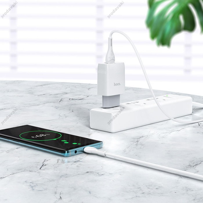 Мережевий зарядний пристрій HOCO C72Q Glorious single port charger Micro USB cable 18W White