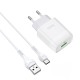 Мережевий зарядний пристрій HOCO C72Q Glorious single port charger Type-C cable 18W White