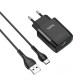 Мережевий зарядний пристрій HOCO C72Q Glorious single port charger Type-C cable 18W Black