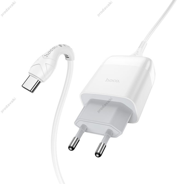 Мережевий зарядний пристрій HOCO C72Q Glorious single port charger Type-C cable 18W White
