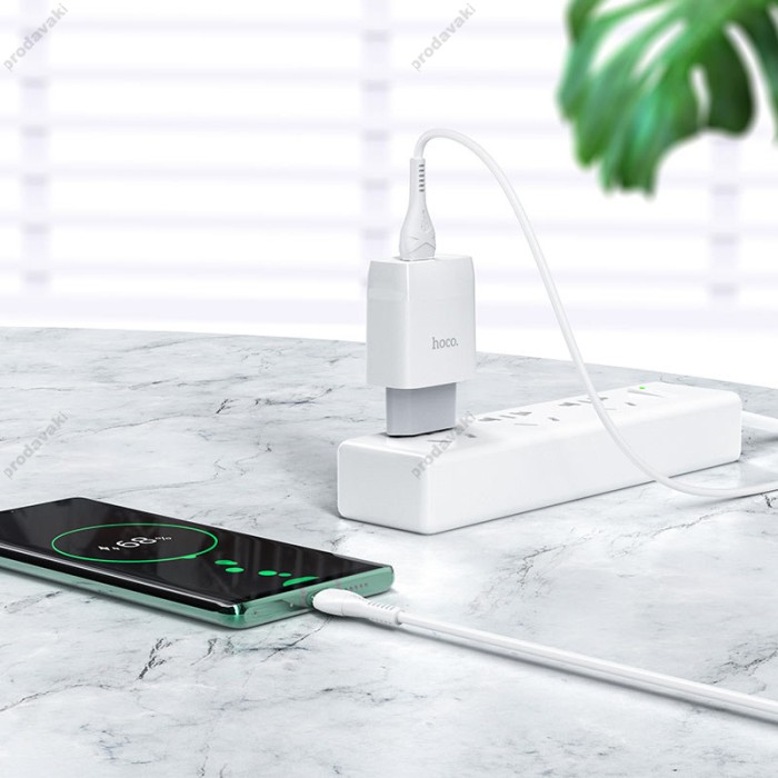Мережевий зарядний пристрій HOCO C72Q Glorious single port charger Type-C cable 18W White