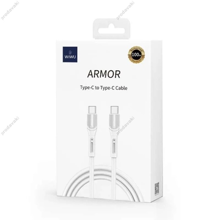 Кабель Wiwu Wi-C005 Armor Series Cable Type-C to Type-C 100W 5A 1m White