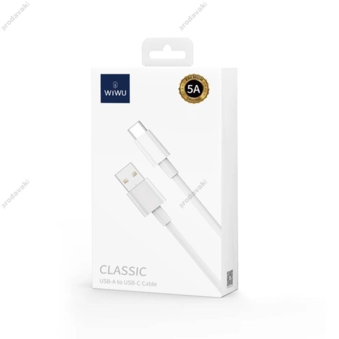 Кабель Wiwu Wi-C007 Classic charging data cable USB to Type-C 5A 1.2m White