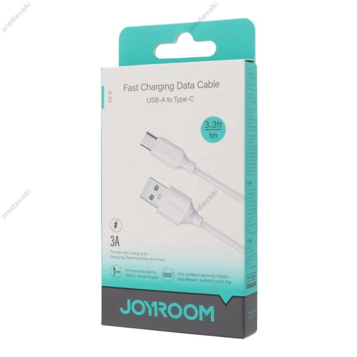 Кабель JoyRoom S-A9 Long-Lasting Fast charging data cable USB to Type-C 3A 1m White