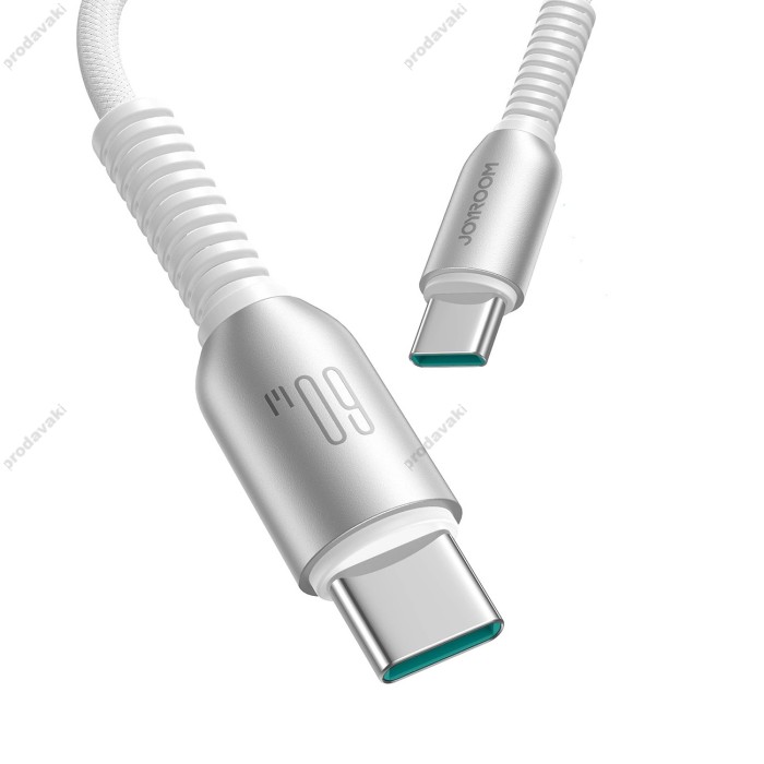 Кабель JoyRoom S-A51 Cutting-Edge Cable Type-C to Type-C 60W 3A 1.2m Light grey