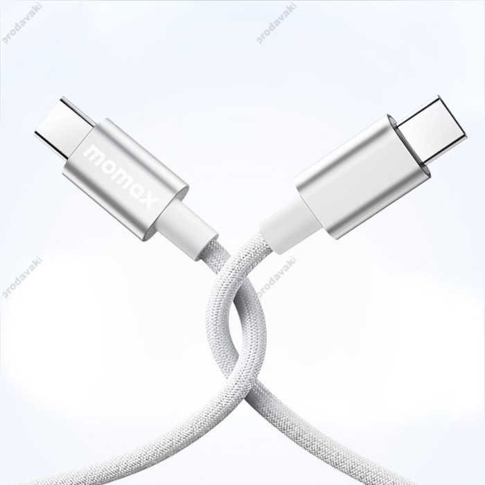 Кабель Momax DC30 Elite Nylon Cable Type-C to Type-C 60W 3A 1.5m White