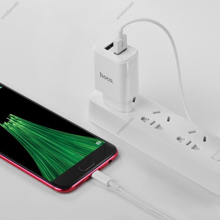 Мережевий зарядний пристрій Hoco C62A Victoria Micro cable 12W White