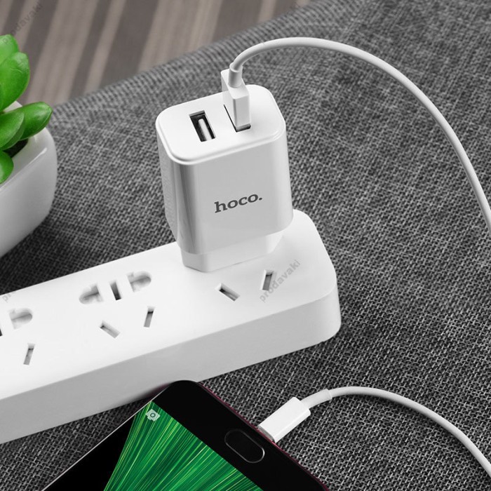 Мережевий зарядний пристрій Hoco C62A Victoria Micro cable 12W White