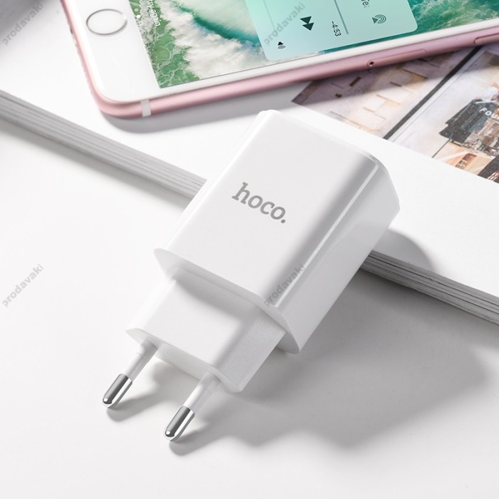 Мережевий зарядний пристрій Hoco C62A Victoria Micro cable 12W White