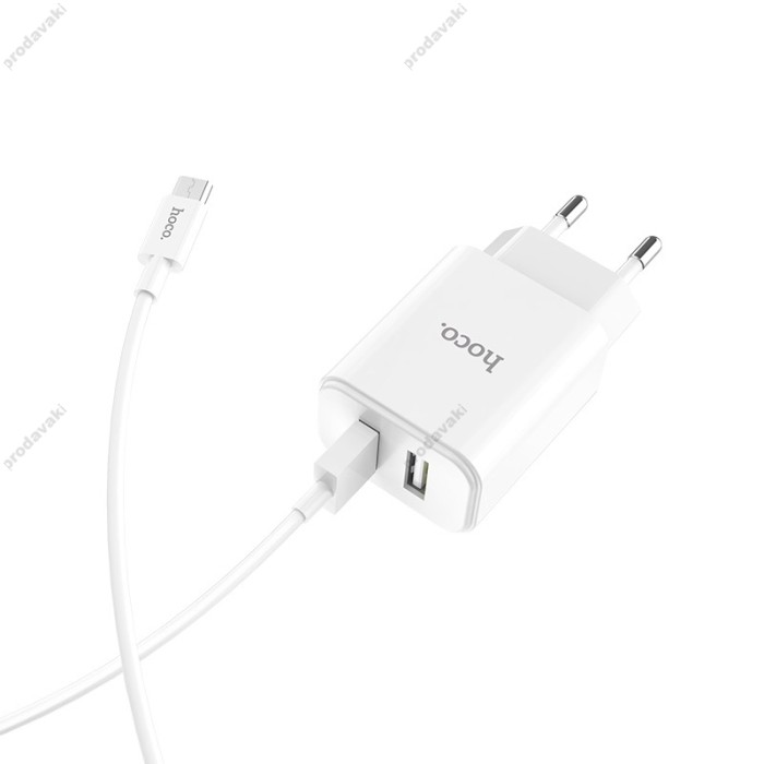 Мережевий зарядний пристрій Hoco C62A Victoria Micro cable 12W White