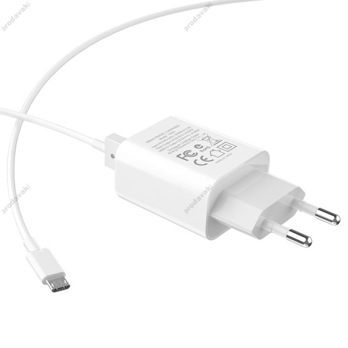Мережевий зарядний пристрій Hoco C62A Victoria Micro cable 12W White