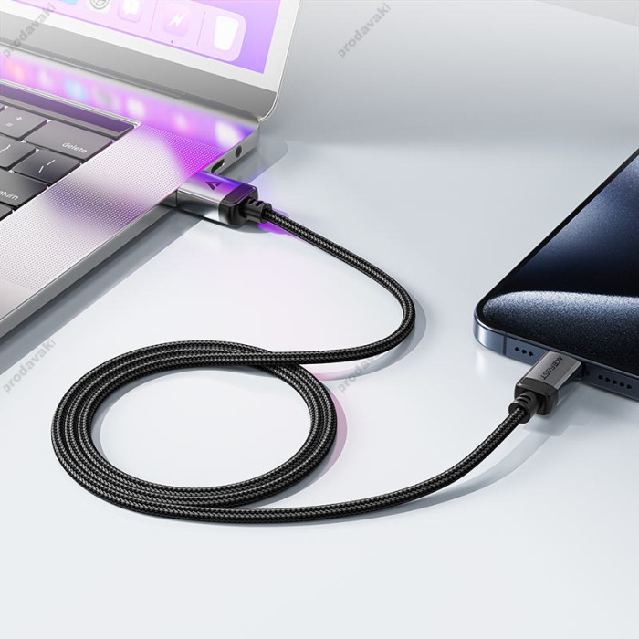 Кабель ACEFAST C20-03 aluminum alloy charging data cable Type-C to Type-C 60W 3A 1.2m Black