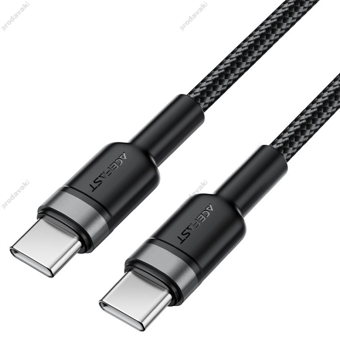 Кабель ACEFAST C22-03 aluminum alloy charging data cable Type-C to Type-C 60W 3A 1.2m Black