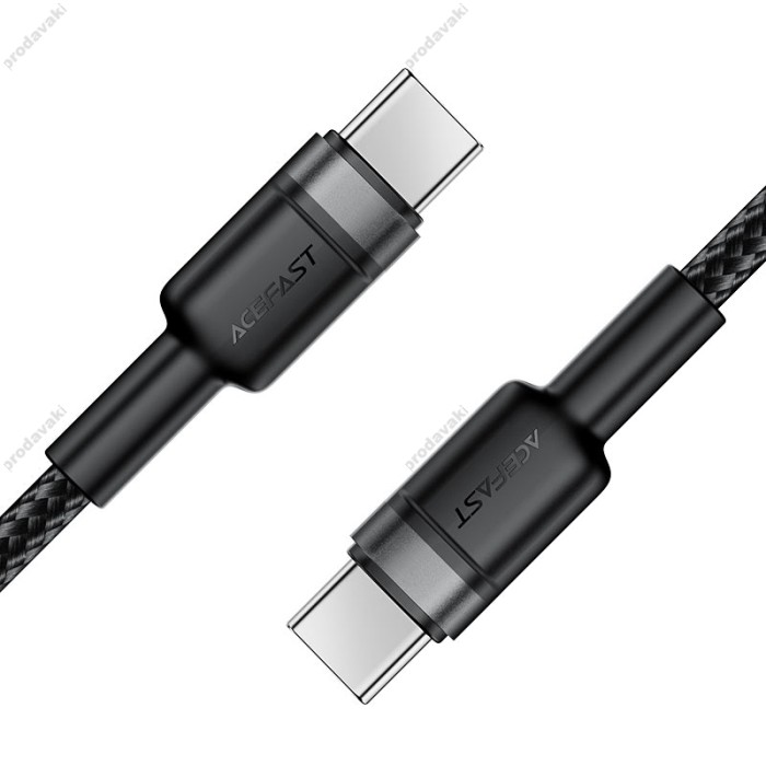 Кабель ACEFAST C22-03 aluminum alloy charging data cable Type-C to Type-C 60W 3A 1.2m Black
