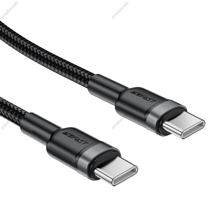 Кабель ACEFAST C22-03 aluminum alloy charging data cable Type-C to Type-C 60W 3A 1.2m Black
